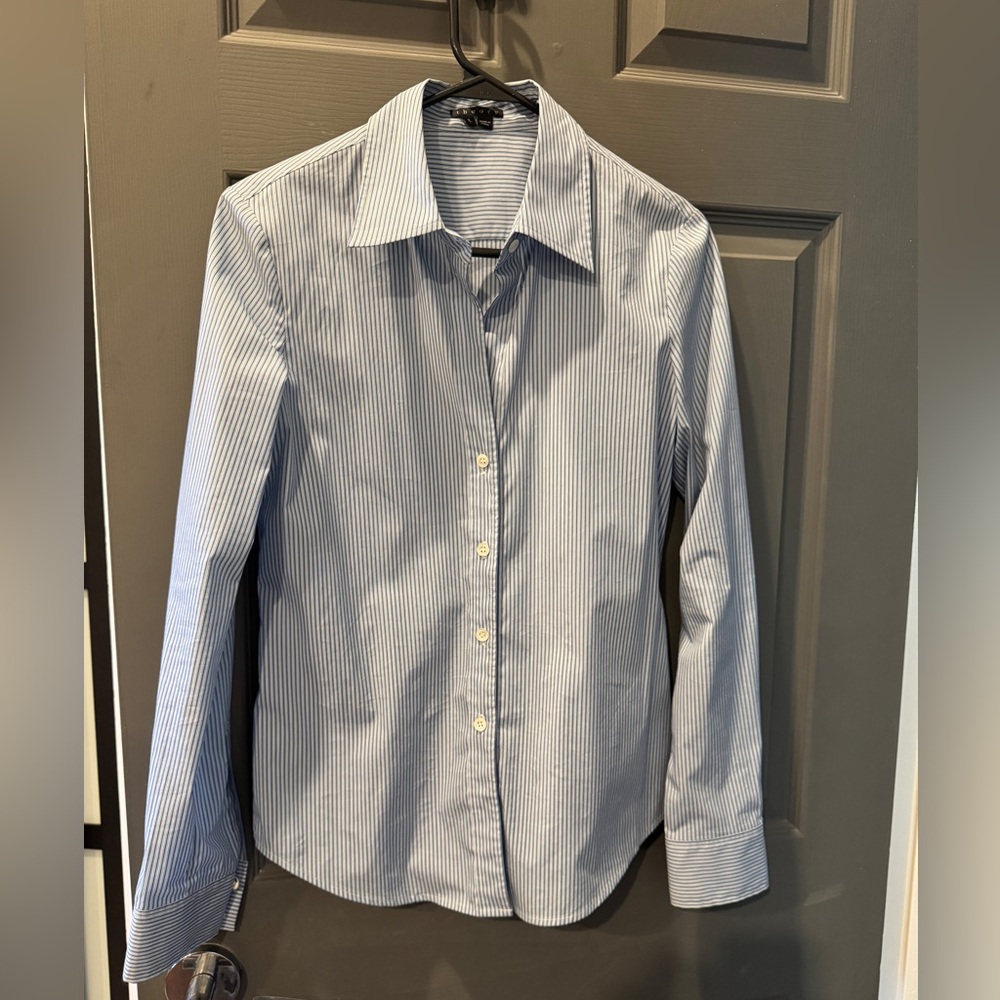 Theory Light Blue Striped Shirt